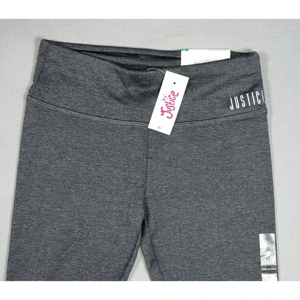 Justice Girls Leggings Lot 2 Black Gray High Waist Pedal Full Length Size 10 NWT